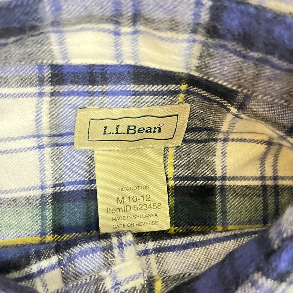 L.L. Bean Flannel Shirt Boys M 10-12 Multicolor Windowpane Plaid Button Up - Picture 3 of 10